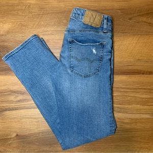Men's American Eagle Jeans Light Wash Distressed Original Straight Sz 28x32